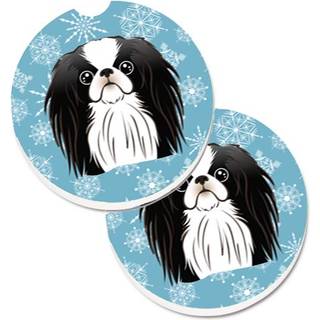 """" Caroline's Treasures Snowflake Japanese Chin Set med 2 Cup Holder Car Coasters BB1664Carc 2.56 Multicolor """"