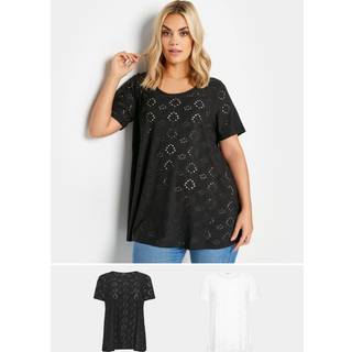 Yours Curve Yours Curve Black Broderie Swing Blouses 2 Pack