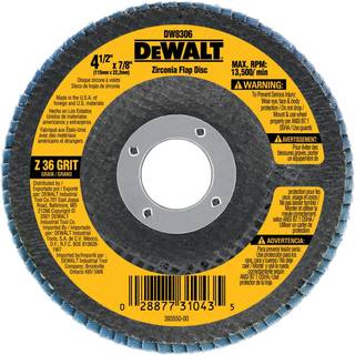 DEWALT DW8318 5-tommer gange 7/8-tommer 80-grit zirconia flapskive