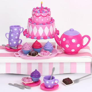 Sophias 64 stykker Ultimate Dessert Tea Party Set til 18 '' Dolls Pink and Purple