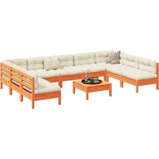 Sofasæt Til Haven 4 Dele Med Hynder Massivt Douglasgran - Gyldenbrun