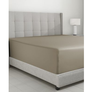 Lyxigt mjuk drottning monterad ark 600 sateen 100% bomull no -pop elastik för tätt passande djup fickbotten - fotsidesindikator (taupe)