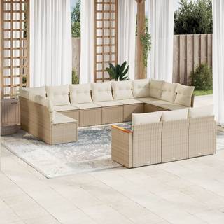 Spisebordssæt Til Haven 13 Dele Med Hynder Polyrattan Beige - Beige / Uden bord