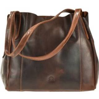 Shopper Leder 32x29cm "Rugged" teak brown | Greenburry 1309-25