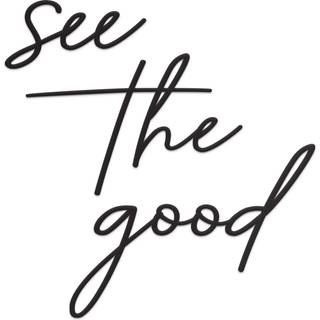 VIVEGATE Se den gode vægdekor Metal Art - 29 """" X23 """" Se det gode tegn Metal Black Office Decor Cut Out Signs fra holdbart pulverovertrukket met