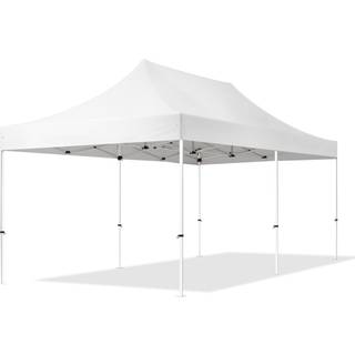 3x6m, stål, easy-up-pavillon, uden sidedele, hvid - (581849)