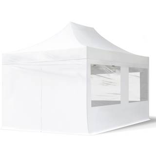 3x4,5m, stål, easy-up-pavillon, 4 sidedele, hvid - (59049)