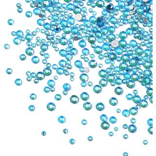 Jollin 3456pcs fladback rhinestones glas charme diamantes perler sten til neglekunst 6 st?rrelse ss4 ~ ss12 aquamarine ab