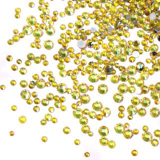 Jollin 3456pcs fladback rhinestones glas charme diamantes perler sten til neglekunst 6 st?rrelse ss4 ~ ss12 citron ab
