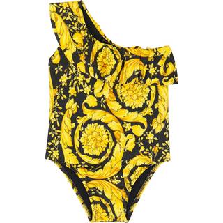 Versace Kids Baby Barocco one-shoulder swimsuit - yellow - M 36