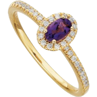 Scrouples Diana Roset 14 Karat Guld Ring med Ametyst og Diamanter 0,17 Carat H-W/SI