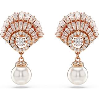 Idyllia Drop-Ohrhänger, Kristallperle, Muschel, Weiß, Roségold-Legierungsschicht