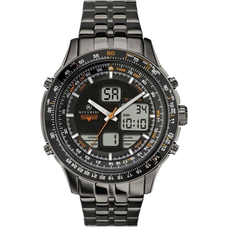 Accurist Skymaster Chronograph Quartz Movement Black Dial Stainless Steel Bracelet Watch 7113
