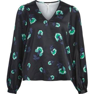 Object Collectors Item Agafia L/S Top Black AOP:Fern green 38