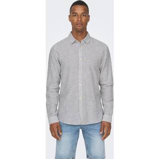 ONLY & SONS Caiden LS Stripe Linen Shirt Dark Navy
