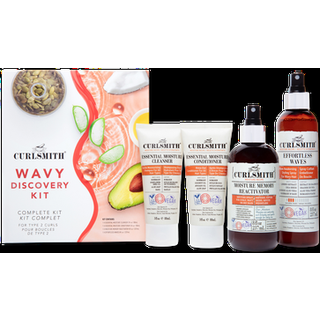 Curlsmith - Wavy Wash Day Discovery Kit | Komplet Wash Day Kit perfekt til mennesker med type 2 krøller | Rens kontrol Frizz Nourish & Hydrate Ha