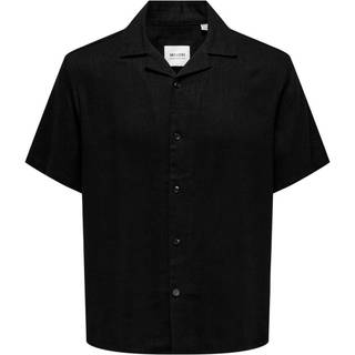 ONLY & SONS Kari Relaxed Cuba Shirt Viscose Linen Black
