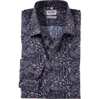 OLYMP Herren Hemd blau gemustert