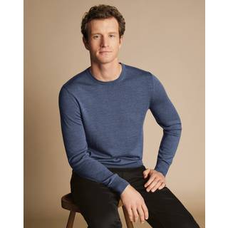 Charles Tyrwhitt Pure Merino Crew Neck Jumper Indigo Blue