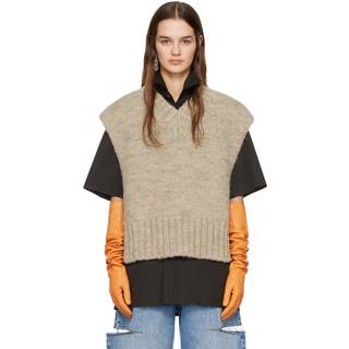 Maison Margiela Alpaca, cotton, and wool sweater vest - beige - L