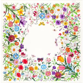 Gucci Floral silk scarf - white - One Size