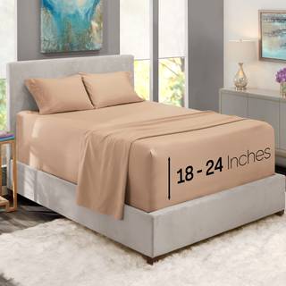 NESTL Ekstra dybe lommeplader - Passer til madras 18-24 tommer Deep Extra Deep Pocket Queen Sheets Indstiller 4 stykker Queen Size Sheets Queen S
