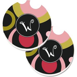 """"Carolines Treasures Letter W Monogram - Retro i sort S?t med 2 kopholdere bilsk?nere AM1001-WCARC 2.56 Multicolor""""