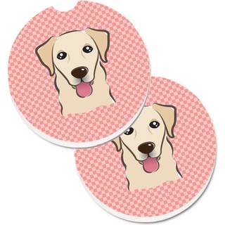"""" Caroline's Treasures Checkerboard Pink Golden Retriever -sæt med 2 kopholder Bilkaster BB1252CARC 2.56 Multicolor """"