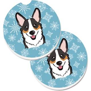 """" Caroline's Treasures Snowflake Tricolor Corgi -sæt med 2 kop indehaver af Car Coasters BB1689Carc 2.56 Multicolor """"