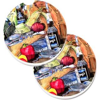 """" Caroline's Treasures Barq's & Crabs Set med 2 Cup Holder Car Coasters 8538Carc 2.56 multicolor """"