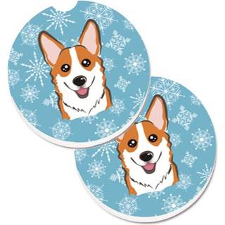 """" Caroline's Treasures Snowflake Red Corgi Sæt med 2 Cup Holder Car Coasters BB1688Carc 2.56 Multicolor """"