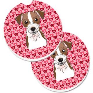 """" Caroline's Treasures BB5272Carc Jack Russell Terrier Hearts Cup Holder Car Coasters (Sæt på 2) 2.56 """" ""Multicolor"" ""