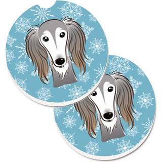 """" Caroline's Treasures Snowflake Saluki Sæt med 2 Cup Holder Car Coasters BB1663Carc 2.56 Multicolor """"