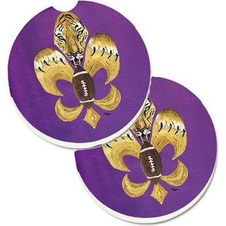 """" Carolines Tiger Tiger Fodbold Fleur De Lis Sæt på 2 Cup Holder Car Coasters 8205-2Carc 2.56 Multicolor """"