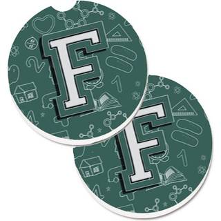"""" Caroline's Treasures Letter F Tilbage til skolens første sæt med 2 Cup Holder Car Coasters CJ2010-FCARC 2.56 multicolor """"