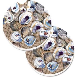 """" Caroline's Treasures Oyster Set med 2 Cup Holder Car Coasters 8734Carc 2.56 Multicolor """"