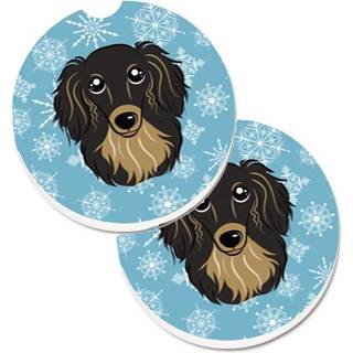 """"Caroline's Treasures Snowflake Longhair sort & Tan Gravhund S?t med 2 kopholdere Bil Coasters BB1647CARC 2,56 Multicolor""""