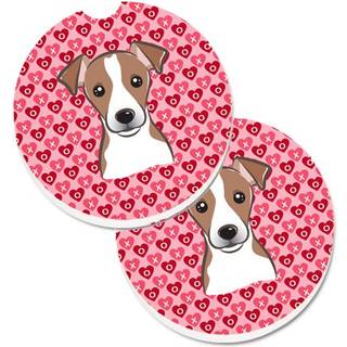 """" Caroline's Treasures BB5330Carc Jack Russell Terrier Hearts Cup Holder Car Coasters (Sæt på 2) 2.56 """" """" Multicolor """"