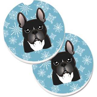 """"Carolines Treasures Snowflake French Bulldog S?t med 2 kopholdere bilsk?nere BB1661CARC 2.56 Multicolor""""