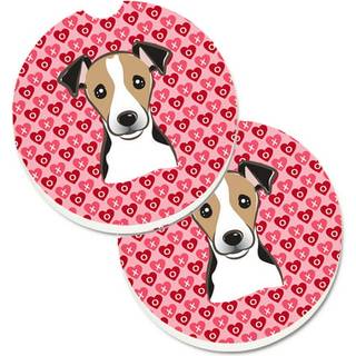 """" Caroline's Treasures BB5331Carc Jack Russell Terrier Hearts Cup Holder Car Coasters (sæt af 2) 2.56 """" ""Multicolor"" ""