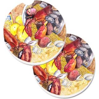 """" Caroline's Treasures hummer med Old Bay Set med 2 Cup Holder Car Coasters 8719Carc 2.56 Multicolor """"