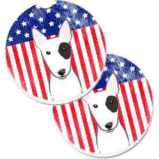"""" Caroline's Treasures American Flag & Bull Terrier Sæt med 2 Cup Holder Car Coasters BB2139Carc 2.56 Multicolor """"