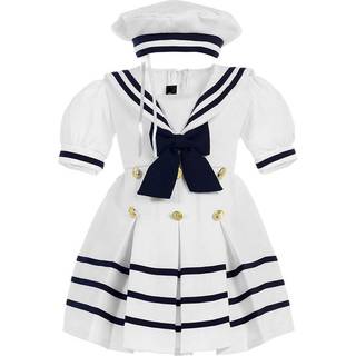 Igirlderress Baby Toddler Girls Nautical Sailor Dress With Hat 3T White