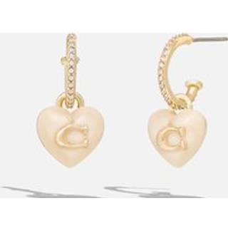 Coach COACH Gold Tone Signature Heart Huggies Earrings