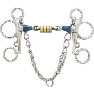 Centaur Blue Steel Tom Thumb Pelham med dobbelt f?lles mund og l?se messing rulle diske - 5.5