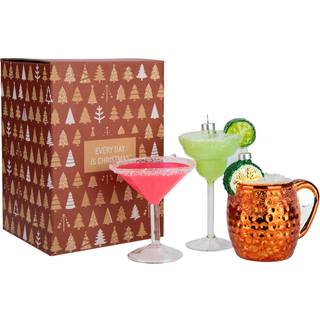 Hver dag er jul Glasbl?ste ornamenter S?de h?ndlavede figurer Tr?dekoration Cocktails?t med 3