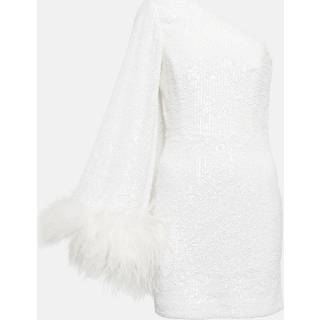 Rebecca Vallance Davina feather-trimmed minidress - white - L