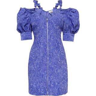 Ganni Jacquard puff-sleeve minidress - purple - XS
