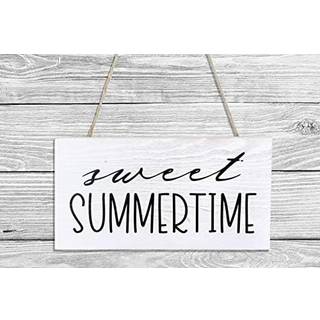 Auldhome Sweet Summertime Wood Sign Summer Rustic Distressed White Wood Plaque