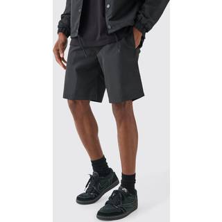 Mens Black Elasticated Waist Comfort Nylon Shorts